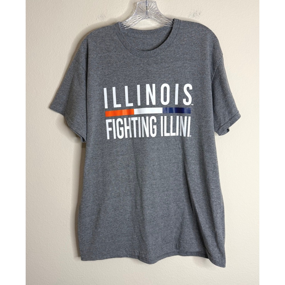 Unbranded T-Shirt Mens L Illinois Fighting Illini Heather Gray Graphic Tee